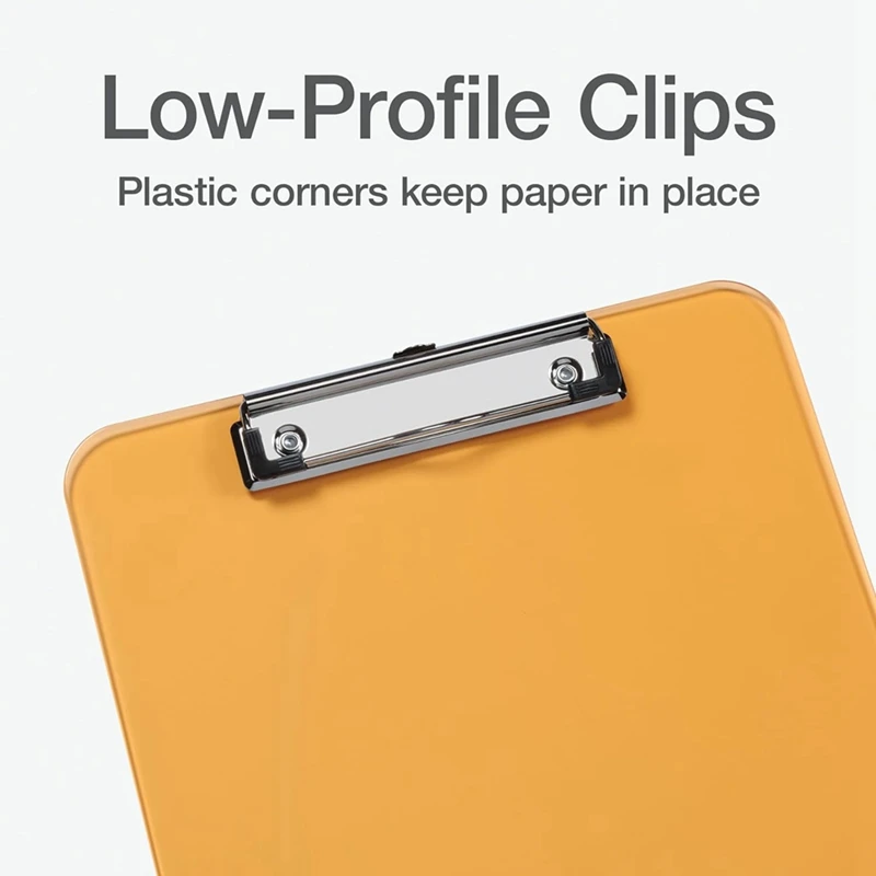 Plastic Clipboards, Metal Clip With Plastic Corners, Writing Surface With Hanging Loop, 12.5Inch X 9Inch, 6 Pack