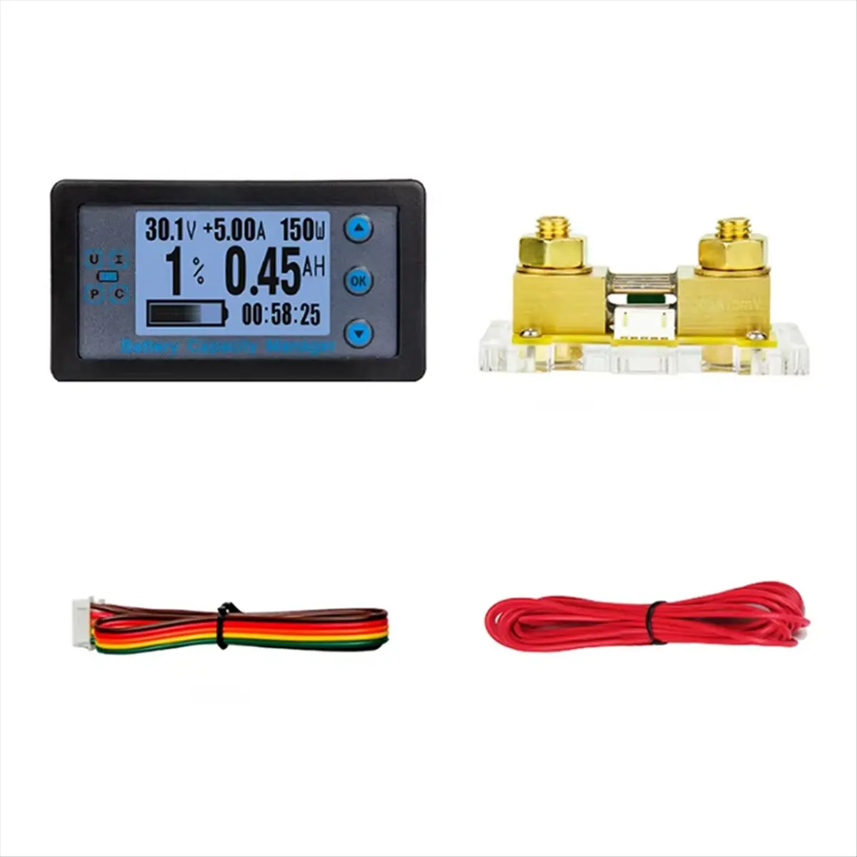 COFA DC 8-120V Digital Meter Multifunctional Coulombometer Ammeter Voltmeter Wattmeter Battery Tester with Shunt 200A