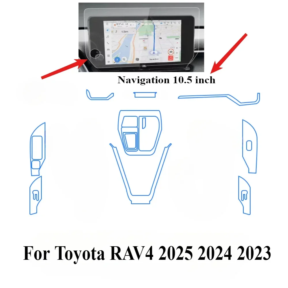 Protective Film For Toyota RAV4 2025 2024 2023 PPF Accessories Interior Transparent TPU GPS Navigation Gear Panel Center Console