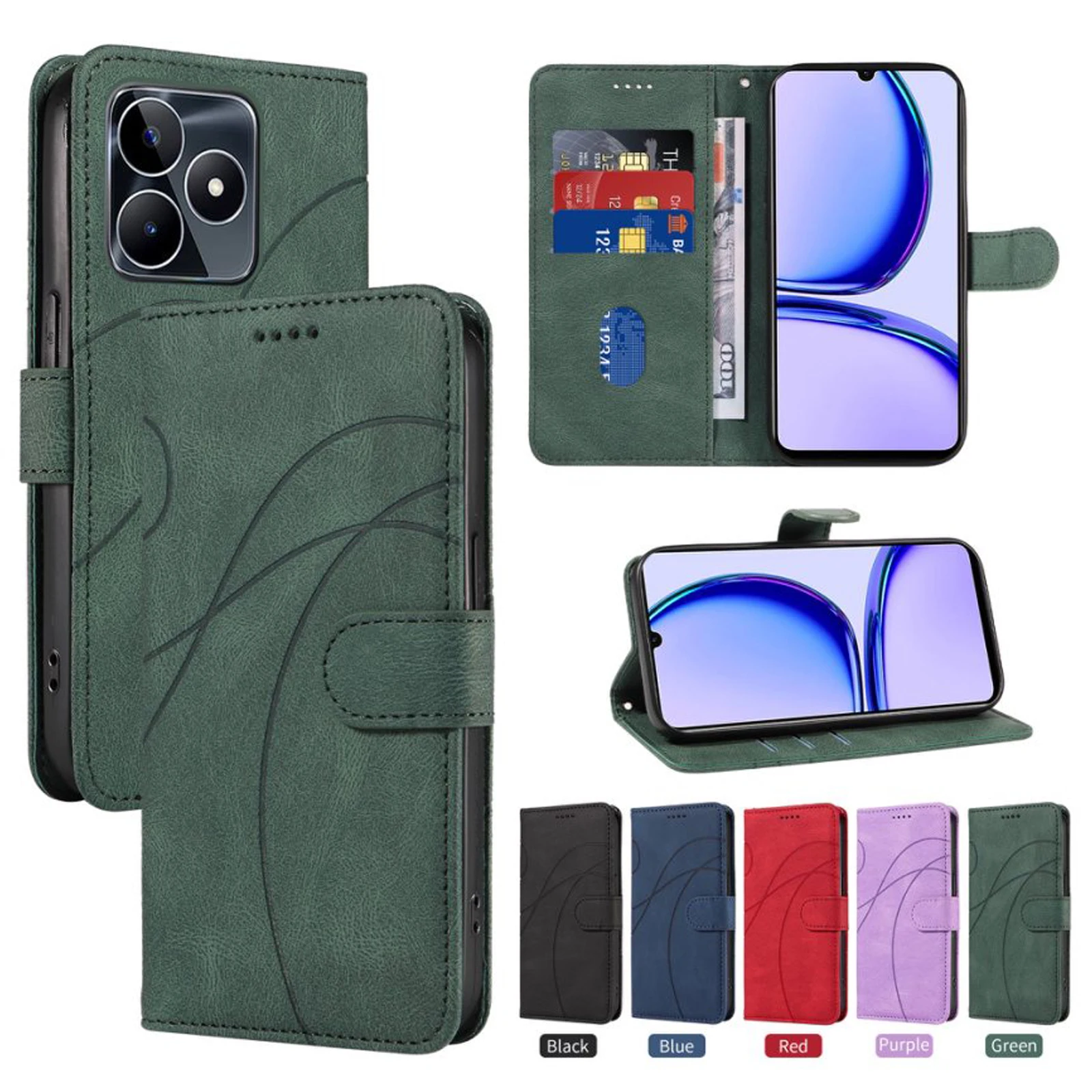

Wallet Filp Protect Leather Case For OPPO Reamle 20 14X 14 Pro Plus 5G Find X8 X5 X3 F25 F23 13 12 4G 11X 11 10T 10 C61 K12X K10
