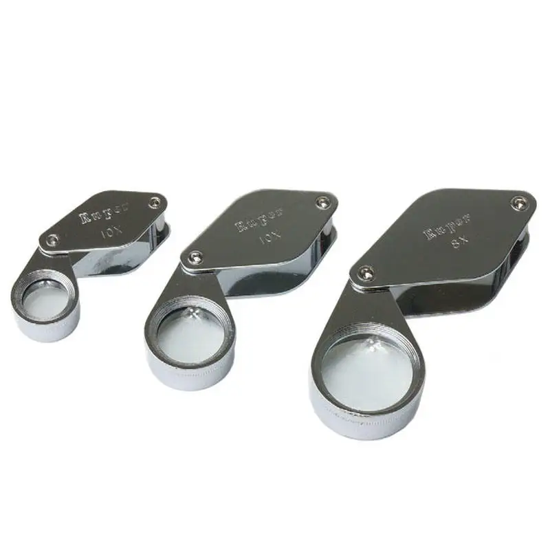 Japanese Ruper Series Gemology Folding Loupe Aplanatic Double Glass Lenses Stainless Steel Body 8x/10x Magnification