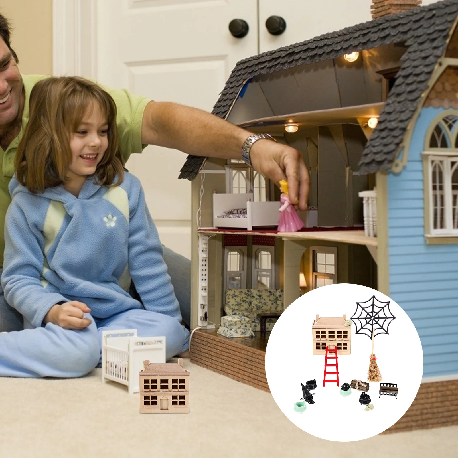 

Miniature Dollhouse Furniture Ornaments Halloween Set Decorations Party Supplies Festive Accessories Wooden Props Decorative