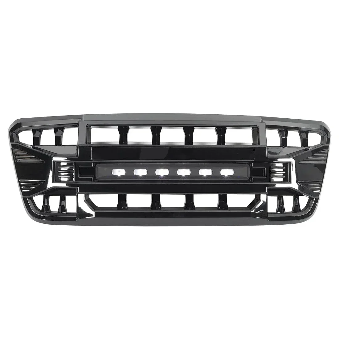 Glossy Black Armor Style Grille Front Bumper Grill Car Grills With Off-Road LED Lights For Ford F150 2004-2008 NEW ABS Plastic
