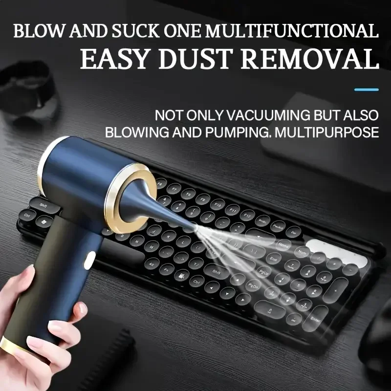 Portable mini Vacuum Cleaner for Cars and Homes - Super Powerful Dual-Purpose Hair Dryer/Vacuum Cleaner, Rechargeable Blower