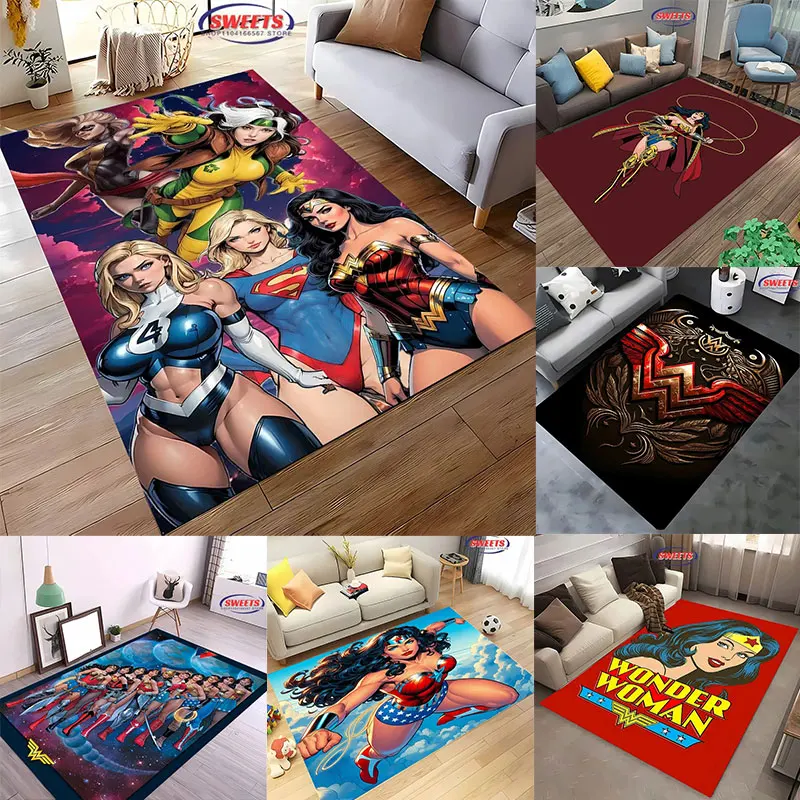 

MINISO DC Wonder Woman Area Carpet Living Room and Bedroom Household Items Children's Room Sofa Mat Doormat Floor Anti-slip Rug