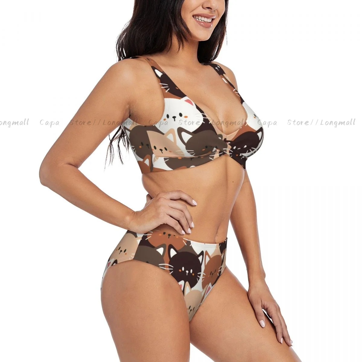 

Sexy Bikini Set Cartoon Cat Cute Women 2-Piece Swimwear Cross Border Style