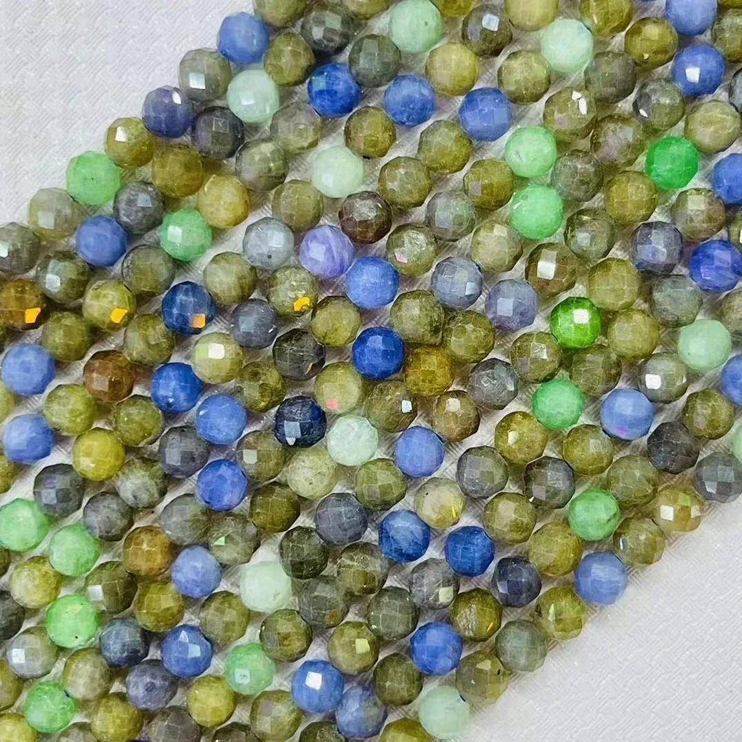 Top Grade 4MM Natural Tanzanite Stone Beads Round Faceted Loose Spacer Mix Color Charm Bead Stone Jewelry DIY Bracelet Necklace