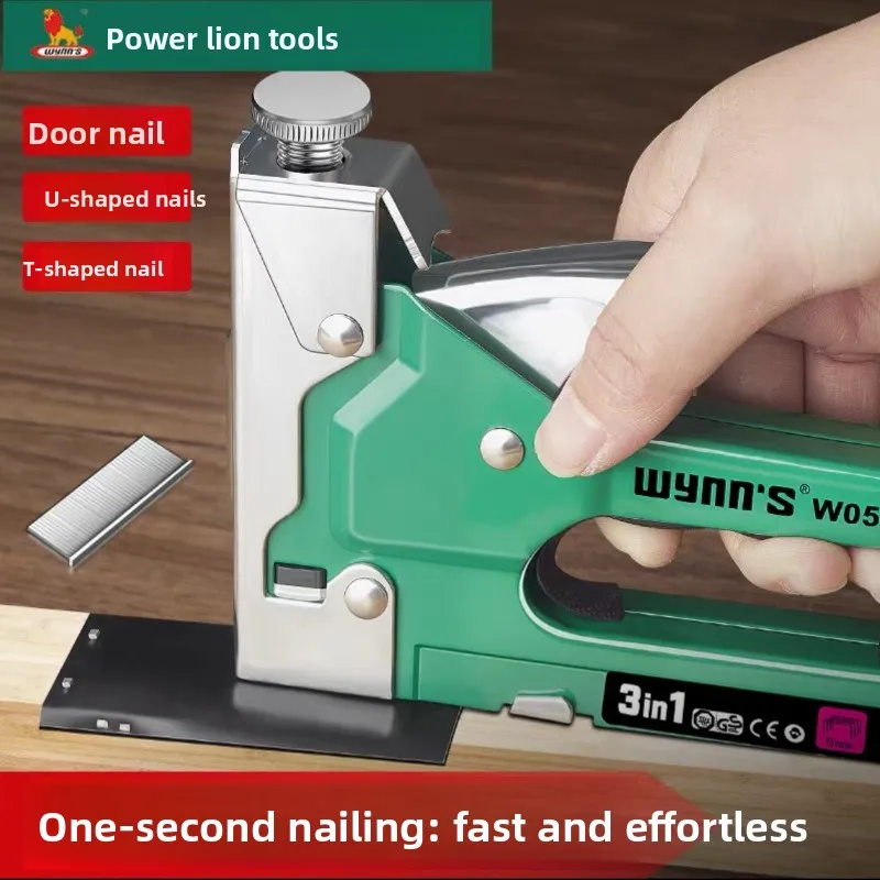 

Powerful Manual Gas Nail Gun Staple Nailer with U - shaped Brad Ideal for Woodworking and Wire Slot Installation