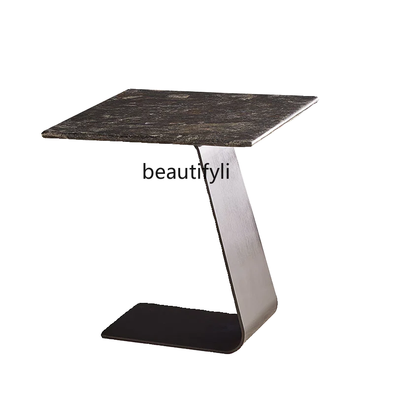 

Natural Luxury Stone Side Table Simple Modern Creative Living Room Marble Small Coffee Table Sofa