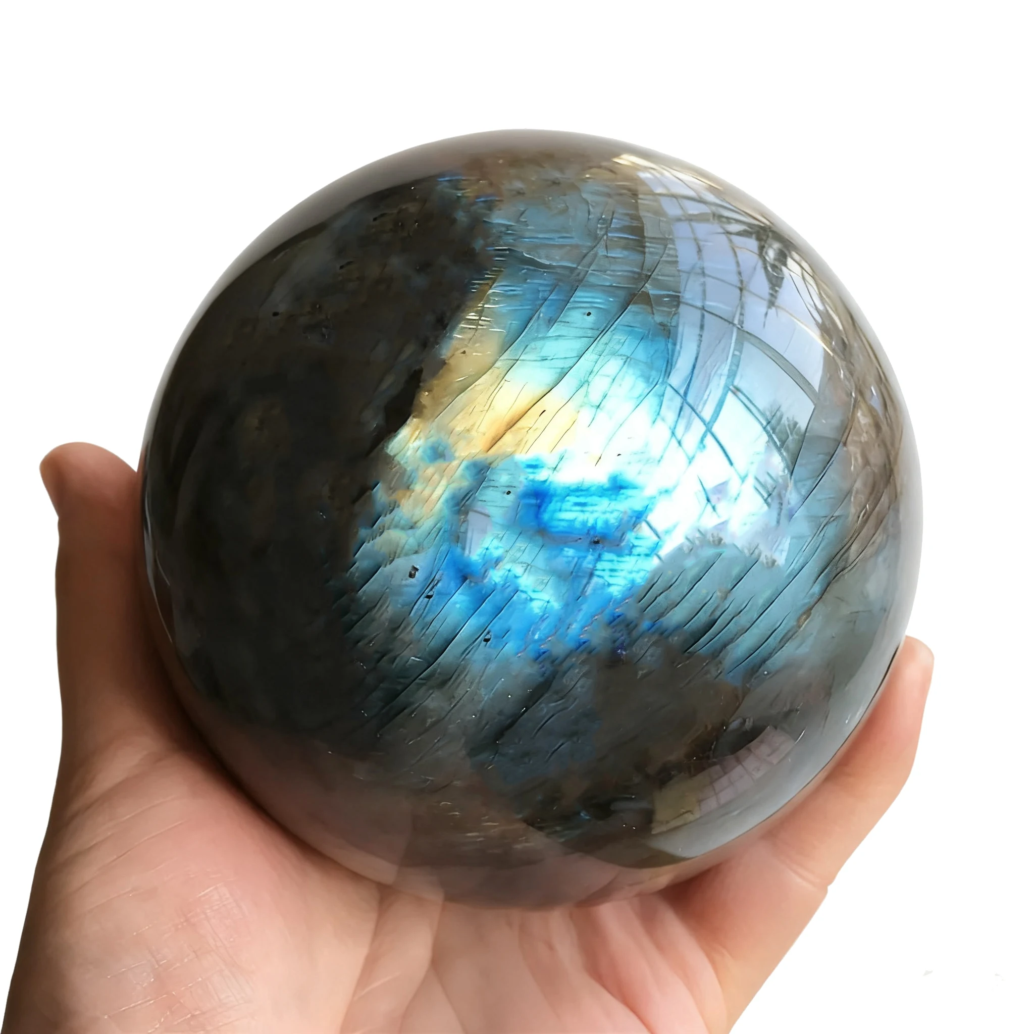 Natural Labradorite Crystal Ball Mystic Flash Sphere Healing Meditation Gift Stone Crafts Home Decoration Polishing Sphere 4-7cm