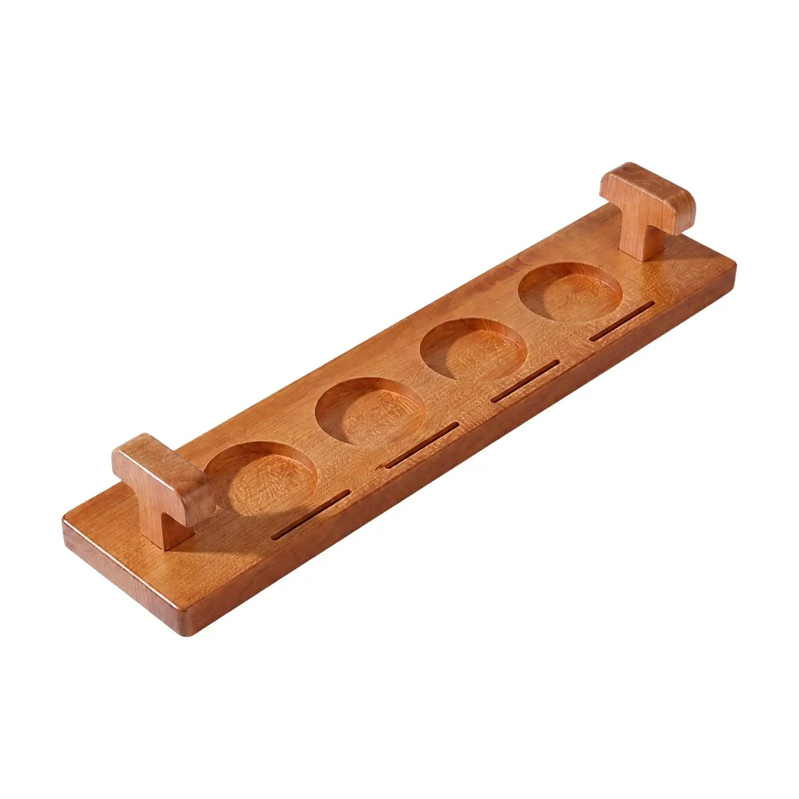 Cherry Wood Tasting Tray Warm Brown Finish Tasting Tray with Glass Holders Wooden Sturdy for Entertaining, Home Bar