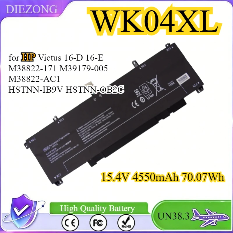 WK04XL Laptop Battery for HP Victus 16-D 16-E M38822-171 M39179-005 M38822-AC1 HSTNN-IB9V HSTNN-OB2C 15.4V 4550mAh 70.07Wh