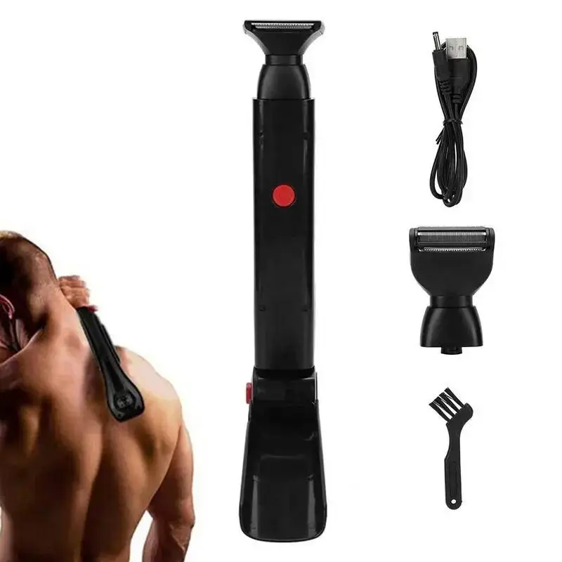 

Long-handled waterproof men's back shaving kit, convenient body hair trimmer, foldable electric shaver, can be charged via USB.