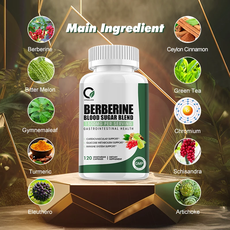 Berberine HCL dengan kayu manis Ceylon untuk metabolisme & dukungan kolesterol, dukungan GI & dukungan kekebalan tubuh Vegan, Bebas Gluten