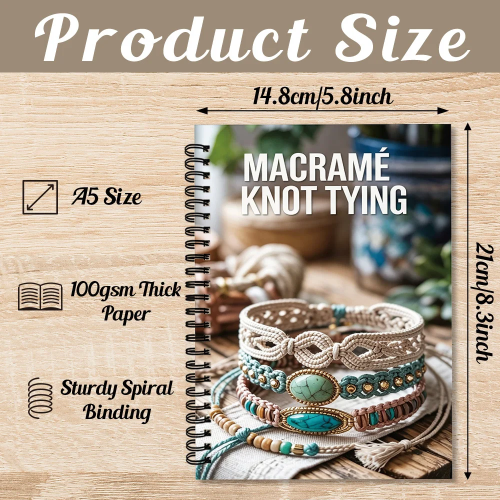 1Pc Boho Macrame Practice Book for New Learners DIY Tassel Weaving Beading Craft Notebook Handmade Jewelry Making Guide Workbook