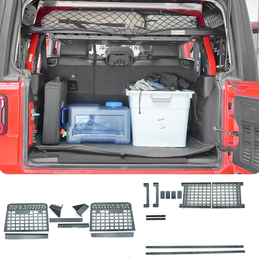 

2018-2025 для Jeep Wrangler JL 4-дверный багажник, модульная панель для хранения, грузовая полка, органайзеры, стойки