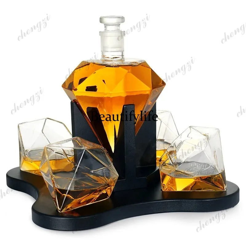 1 Pcs old fashioned whiskey glass cup lead-free clear diamond shaped whiskey decanter wine decanter for Liquor Scotch Bourbon