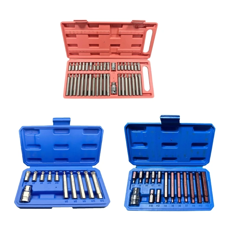 Star and Drive Bit Tool Set with Molded Carrying Case, Metal Repair Assortment for Home Repair and Vehicle Use H9EE