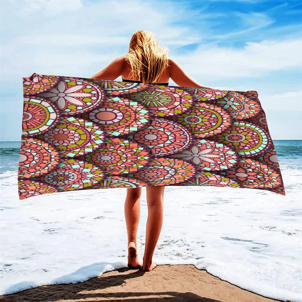 

Bohemian Style Microfiber Beach Towel Absorbent pool Swimming Towel Lightweight Quick Drying Pool Towel Perfect for Men Women