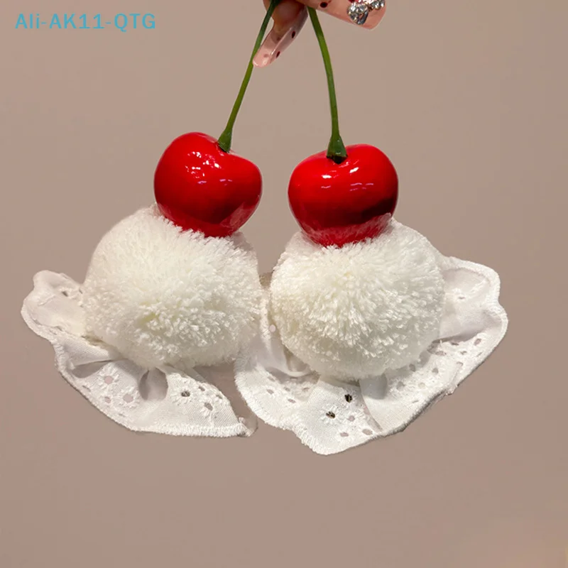 Hot！New Cute Cherry Cake Hair Clips For Women Girls Sweet Children Autumn/Winter Plush Hair Accessories Student Gifts