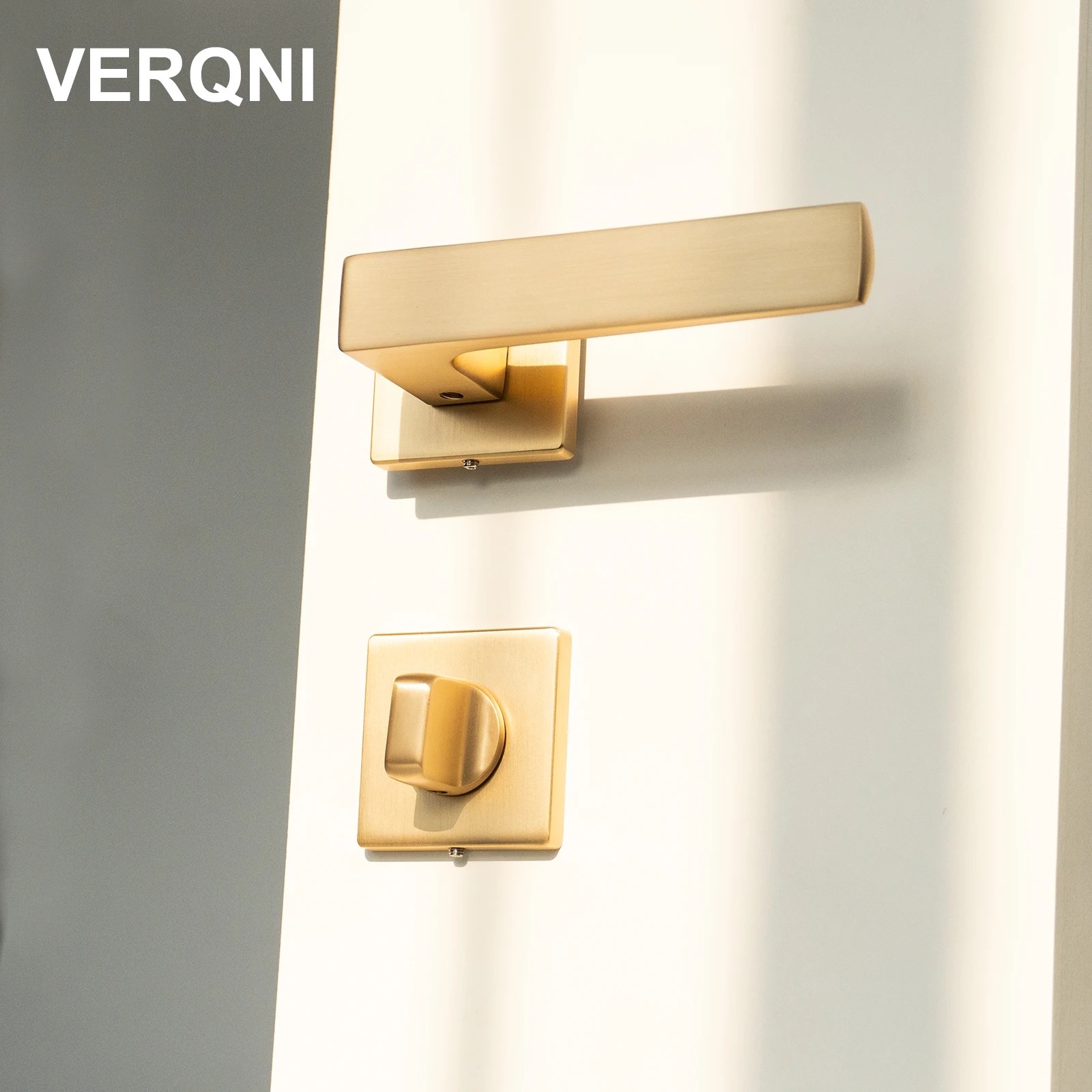

VERQNI MANIGLIE & ACCESSORI NF2124 Minimalist Gold Mute Rectangle Modern zinc alloy Door Handle Lock