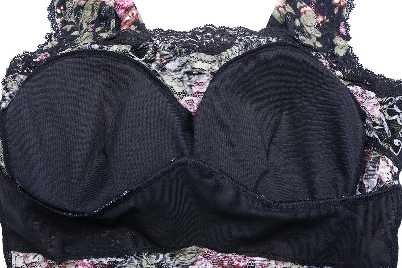 Femme Y-Lace Bralette Lady Rembourré Soutien-Gorge Soutien-Gorge Sans Fil Crop Floral Top B C Cup M-6L Intimates