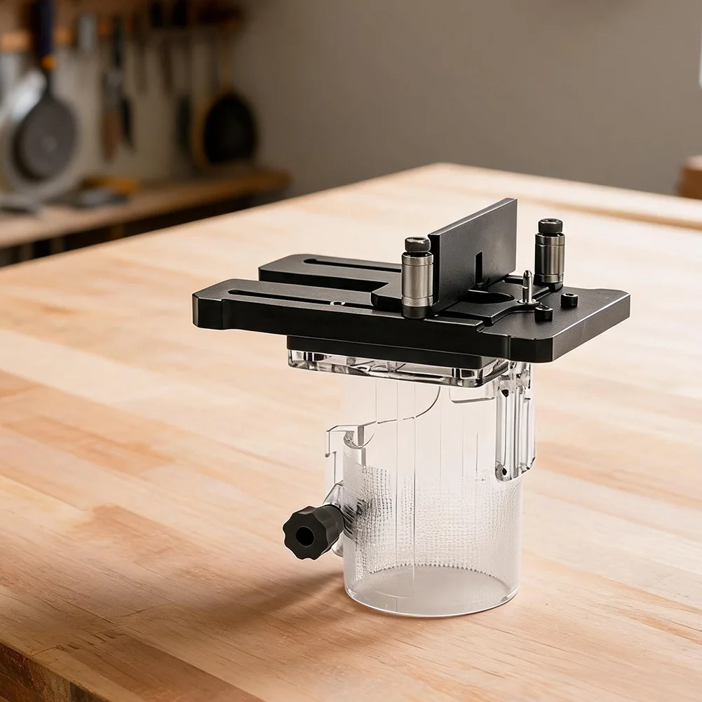Adjustable Wood Router Jig For Precision Grooving & Trimming, Compact DIY Tool With Transparent Safety Guard For Woodworking