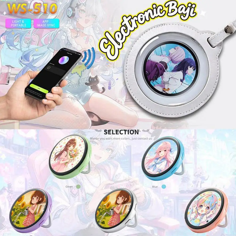 Anime Digital Badge, Anime Style Digital Pin with Photo, Video Display, HD Touchscreen E-Badge, for Party, Cosplay, Fandoms