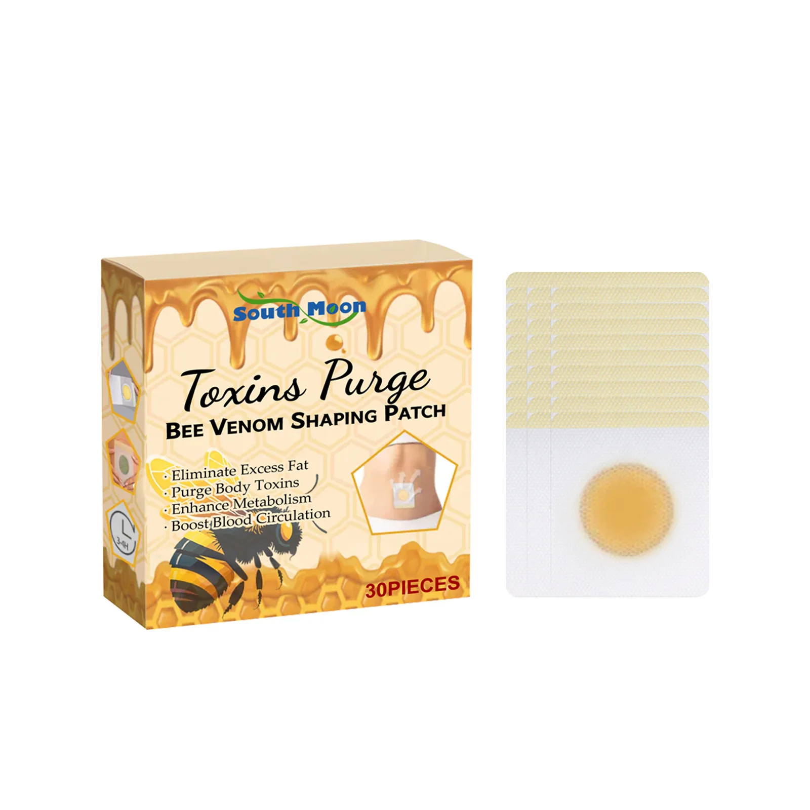 Bee Venom Shaping Patch Detox Abdominal Navel Sticker Promote Circulation Fat Burner Weight Loss Lymphatic Drainage Slim Patch