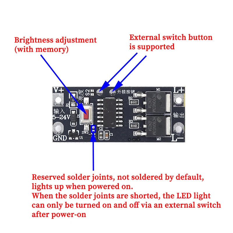 LED gradual bright fade slow start slow off low voltage light strip driver module dimming soft starter controller 5-24V