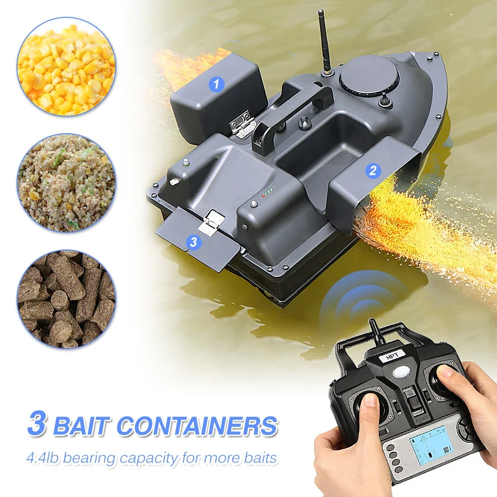 Image of GPS-Köderboot 12000 mAh 3 x 4,4 lb Behälter, 500 m kabellos mit automatischer Rückkehr, für Lake River Night Fishing Game Fish