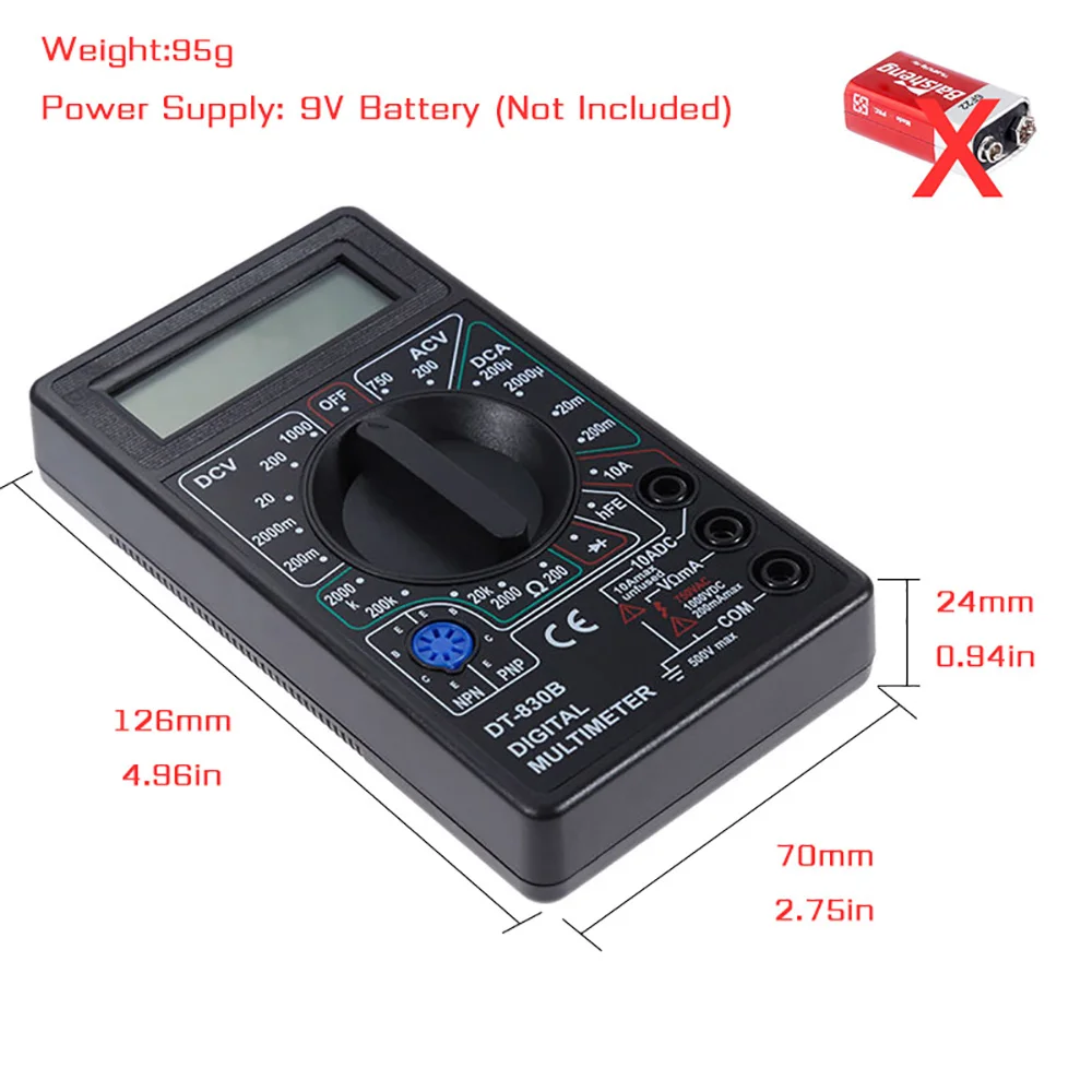 Multimètre numérique LCD DT830B, AC, DC, 750 V, 1000V, voltmètre, ampèremètre, testeur Ohm, haute sécurité, compteur de détermination