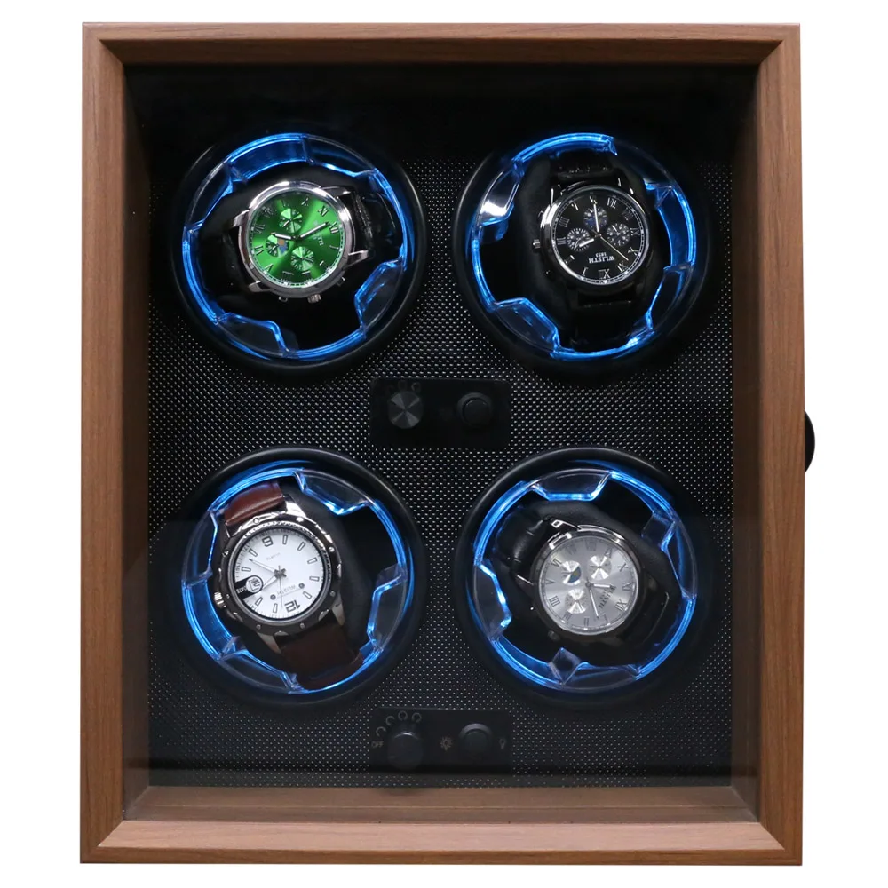 

Walnut Grain Wooden Automatic Watch Winder for Rolex Watches 4 Boxes Display Collector Storage Motor Boxes with LED Light