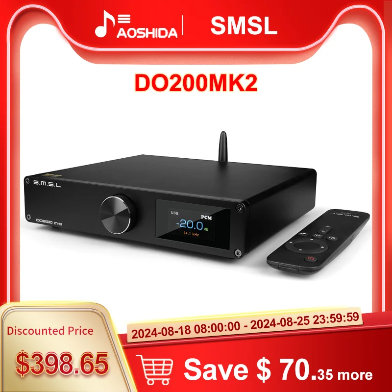 

SMSL DO200 MKII Audio DAC ES9068AS*2 XMOS XU316 Bluetooth 5.1 CD Decoder MQA Full Decoding OPA1612*5 op amp DSD512 768KHZ 32Bit