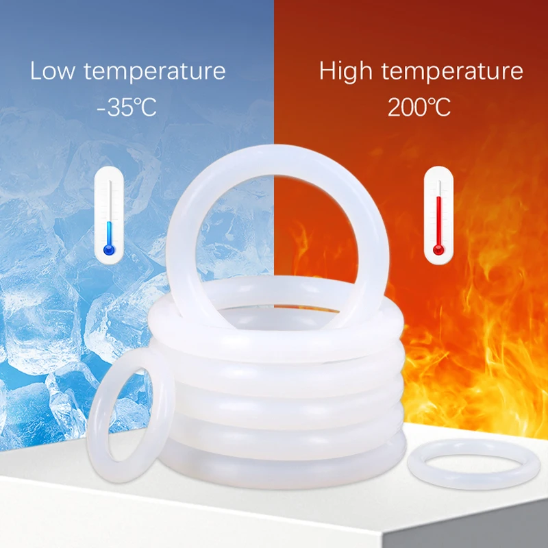CS 2.4mm OD 8mm ~ 60mm White VMQ O Ring Seal Gasket Food-grade Silicone Rubber Insulation Heat-resistant Waterproof Washer Shape