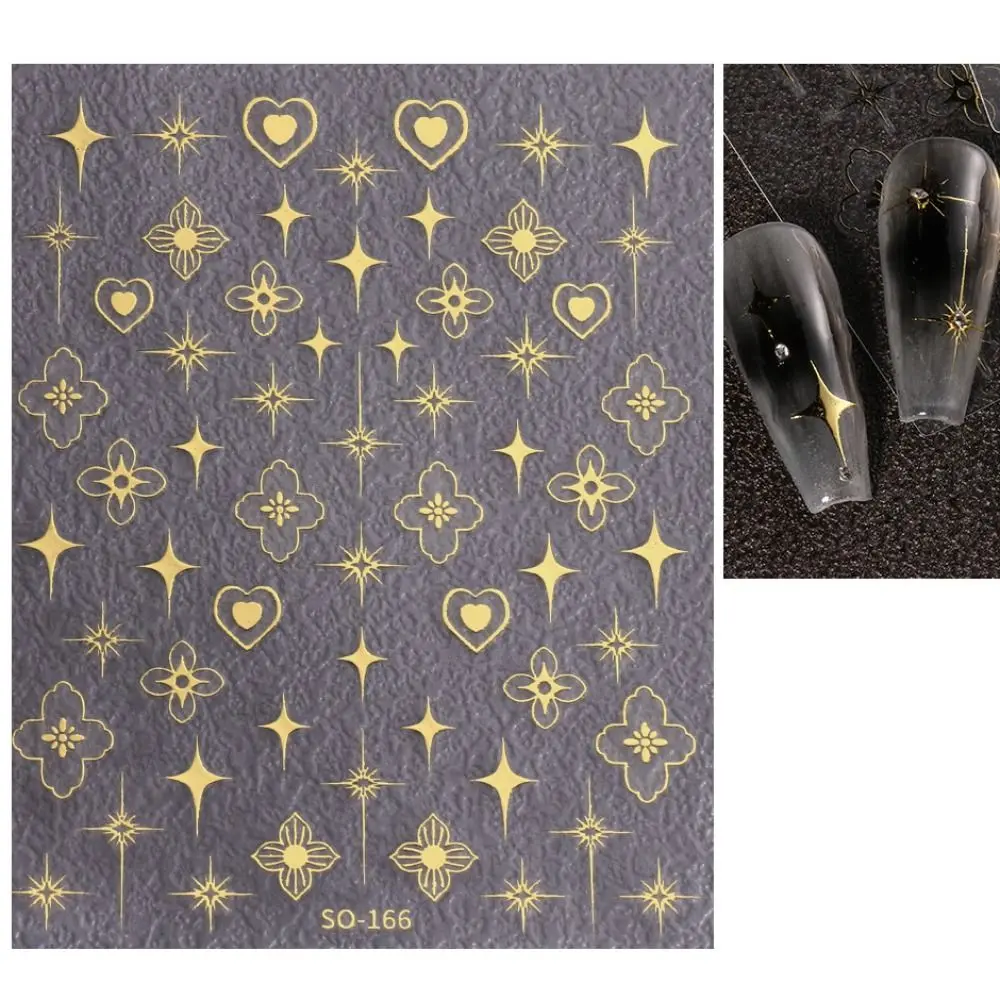 Luxury Love Heart Metallic Four pointed Stars Gilded Nail Art Accessories Nail Stickers Nail Art Decoration Manicure Ornaments