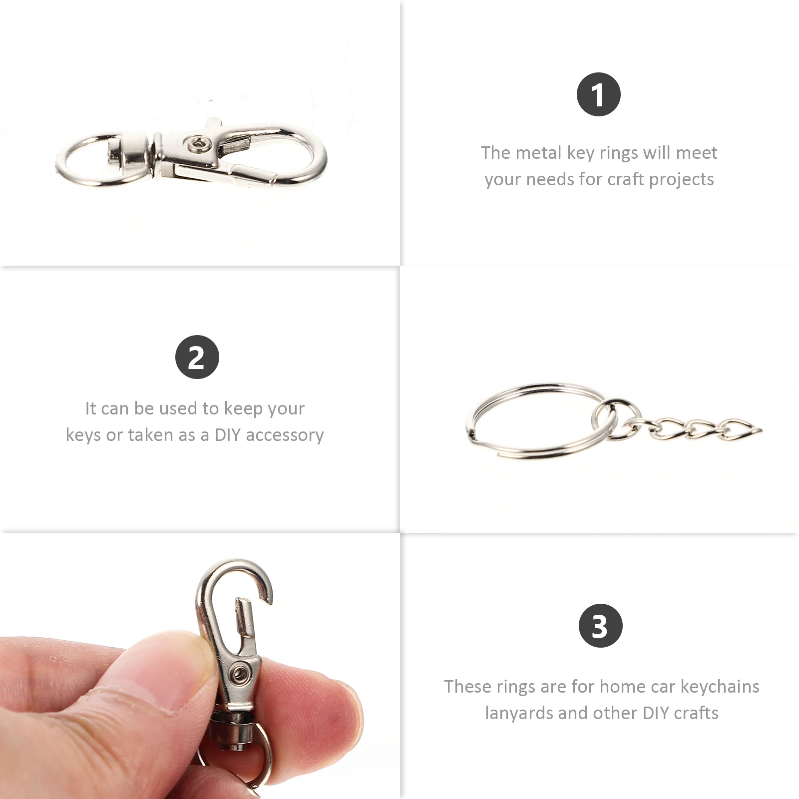 

60 set Lobster Buckle Keychain Stainless Steel Clasps Diy Jewelry Making Material Silver Swivel Key Ring For Keychain Making