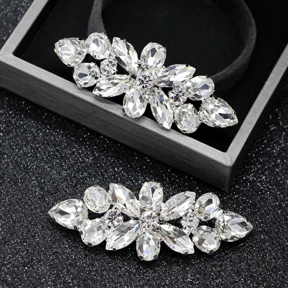 

1 Piece Wedding Shoe Buckle Rhinestone Crystal Clip Silver Alloy DIY Decor for Bride High Heels Flats Sandals Pumps Boots