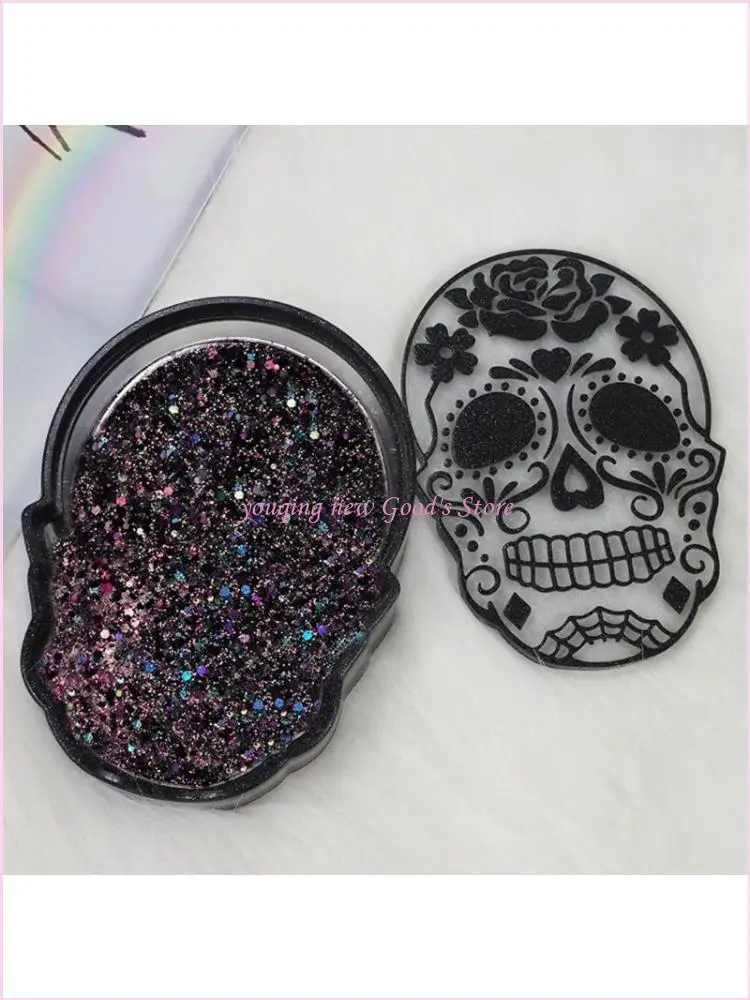 

57QA Resin Tray Mold DIY Epoxy Crystal Halloween Skull Storage Box Mold Silicone Resin Mold for DIY Craft Jewelry Storage
