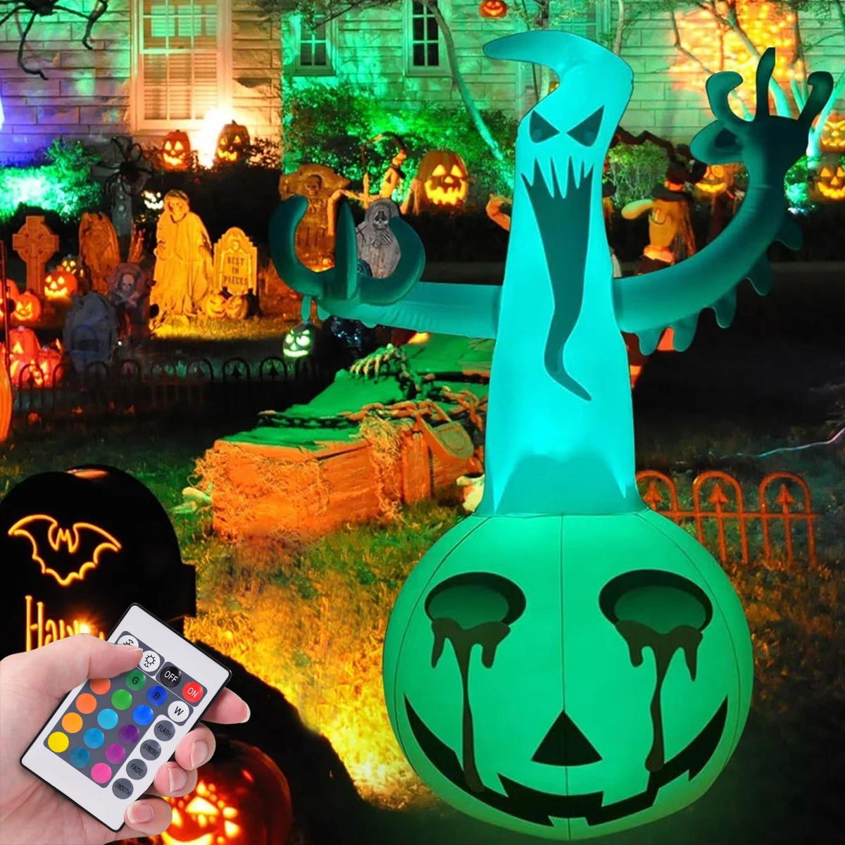 

Inflatable Pumpkin Ghost Halloween Decorations Battery Powered With LED Lights Outdoor Holiday Decorations PVC Material For Home