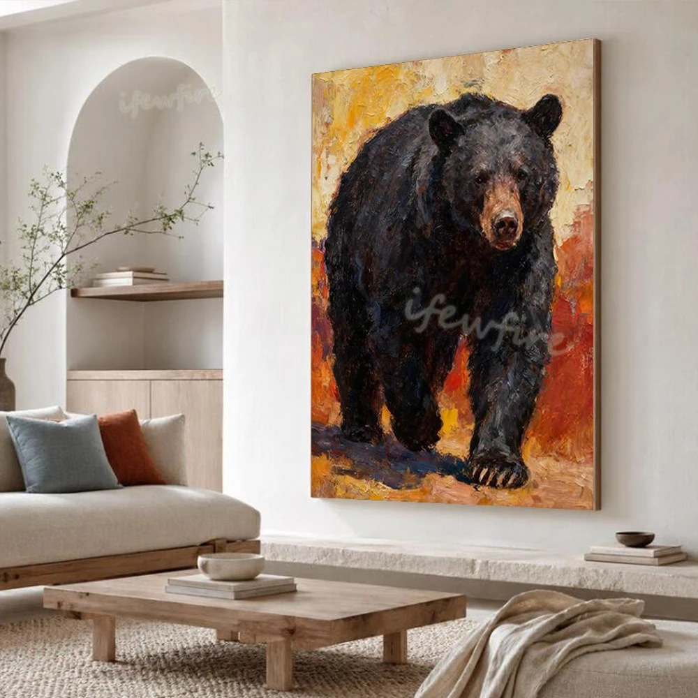 peinture-a-l'huile-abstraite-d'ours-noir-100-faite-a-la-main-sur-toile-tableau-mural-unique-representant-un-animal-decoration-murale-pour-salon-et-interieur