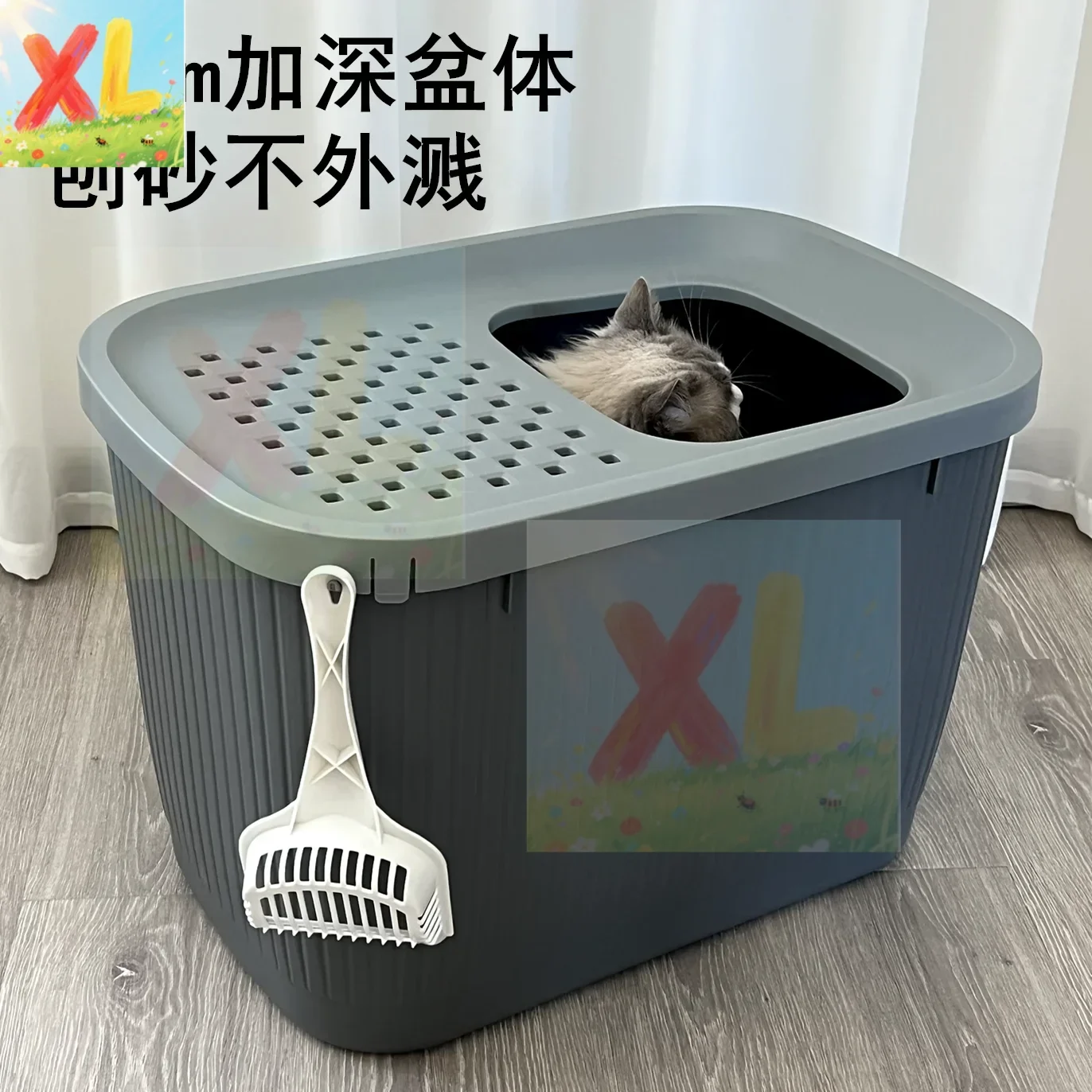 

Верхний умывальник для кошачьего туалета Полностью закрытый негабаритный брызгозащищенный большой кошачий туалет Обязательный ультравысокий туалет для кошачьего туалета