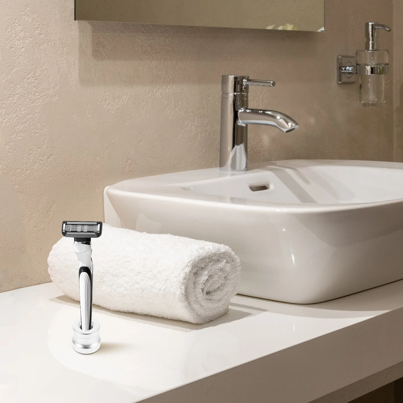 سبائك الألومنيوم الحلاقة حامل حامل السلامة دليل الحلاقة قاعدة فرشاة الأسنان حامل كونترتوب الحمام المنظم الرجال النساء #3