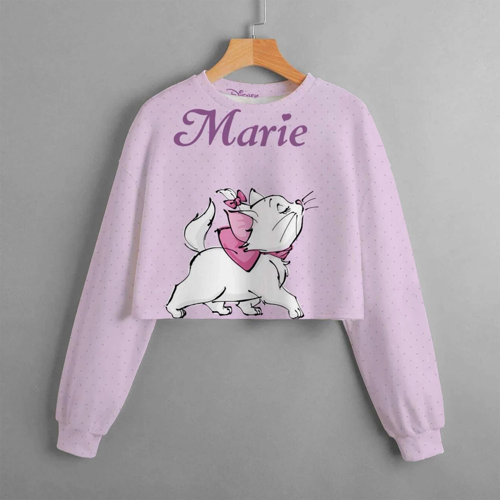 Disney Children's Pullover Mary Cat Cartoon Print Sweatshirt Round Neck Long Sleeve Cute Pullover 2022 Spring And Autumn New