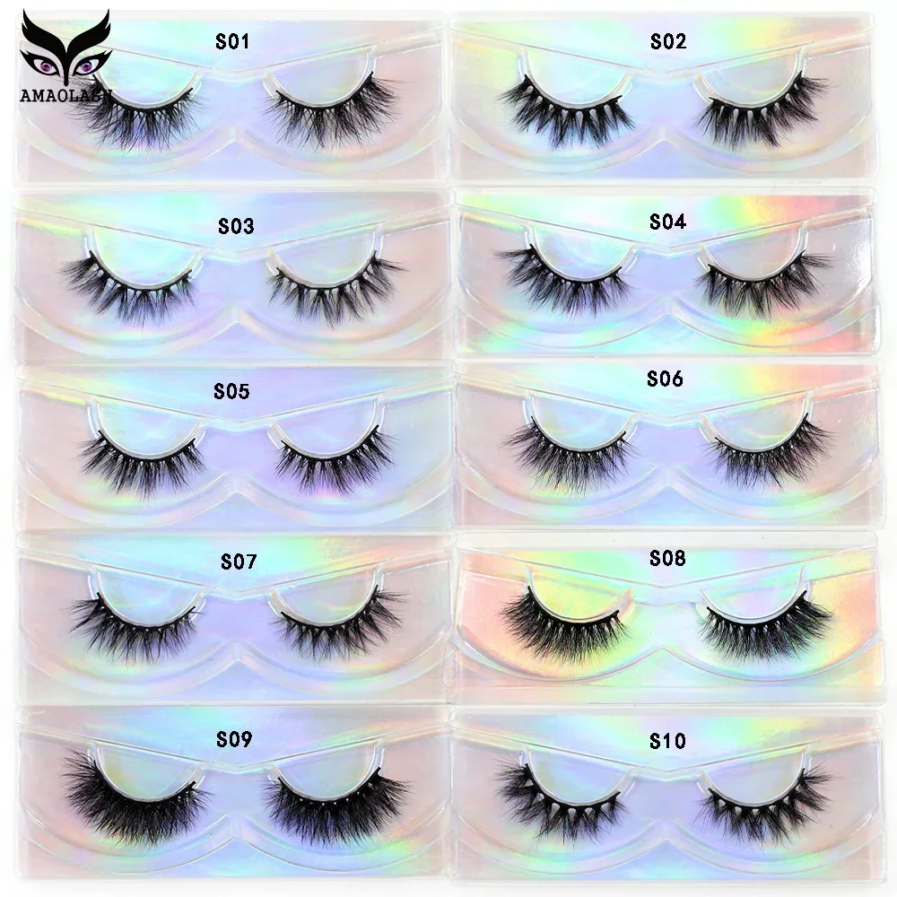 Wholesale Half Eyelashes 10 pairs 3D Mink Eyelashes Length 10mm-15mm Natural Shor Fluffy Lashes Invisible band Lashes Makeup