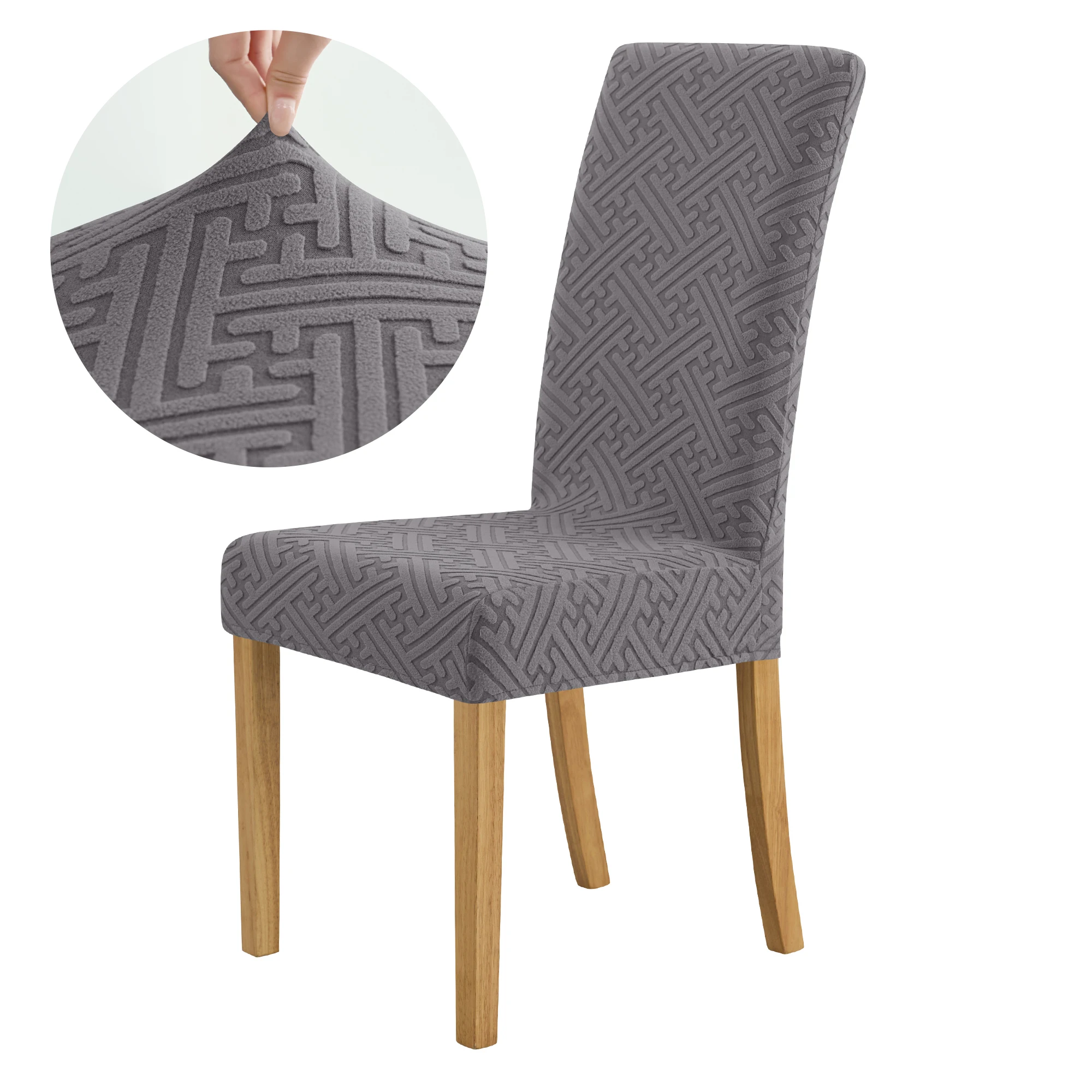 Elastic Jacquard Chair Cover For Dining Room Thick Dustproof Chair Cover Slipcover For Dining Kitchen Hotel Wedding Banquet