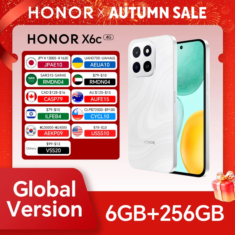 New Global Version HONOR X6c 6.61'' 120Hz TFTLCD Screen  50MP AI Main Camera 5300mAh 35W SuperCharge Support SD Card Android 15