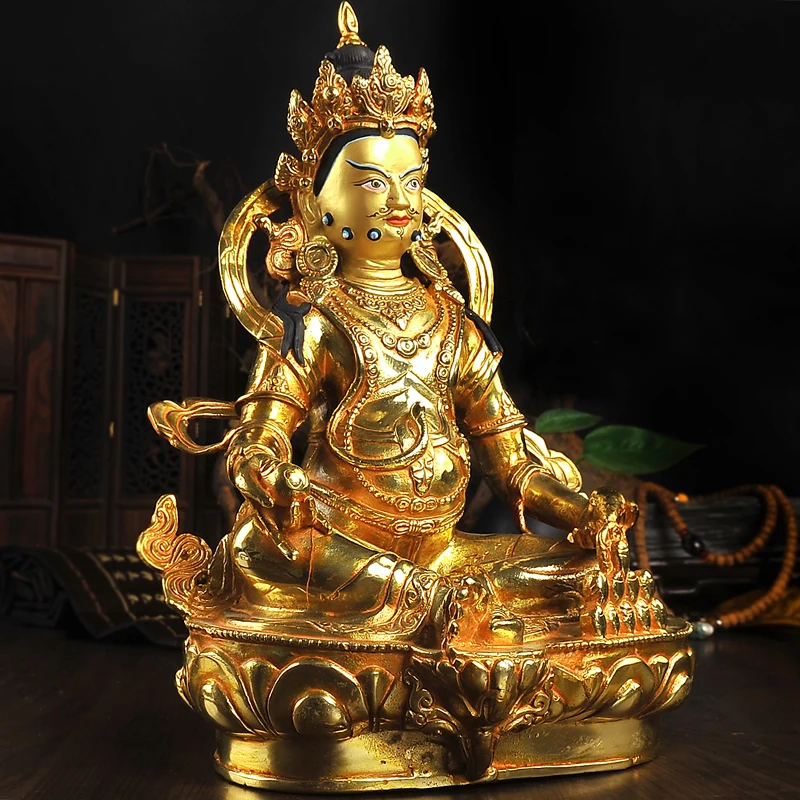 wholesale GOOD  HOME family efficacious Talisman # Buddhism full Gilding Yellow Jambhala Zambala gold Buddha brass statue