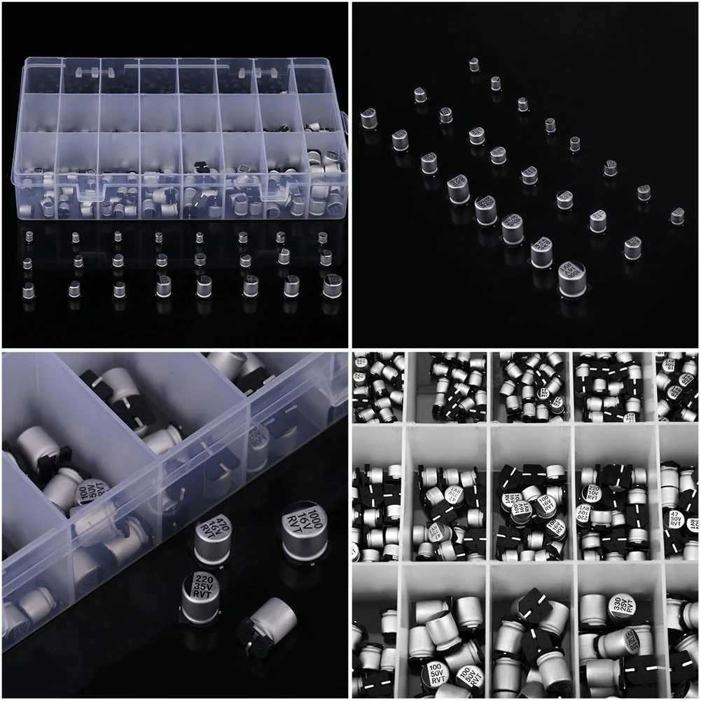 Circuit Parts Electrolytic Assortment Kit 24 Values SMD Aluminum Electrolytic Capacitor Assorted Kit 1uF - 1000uF