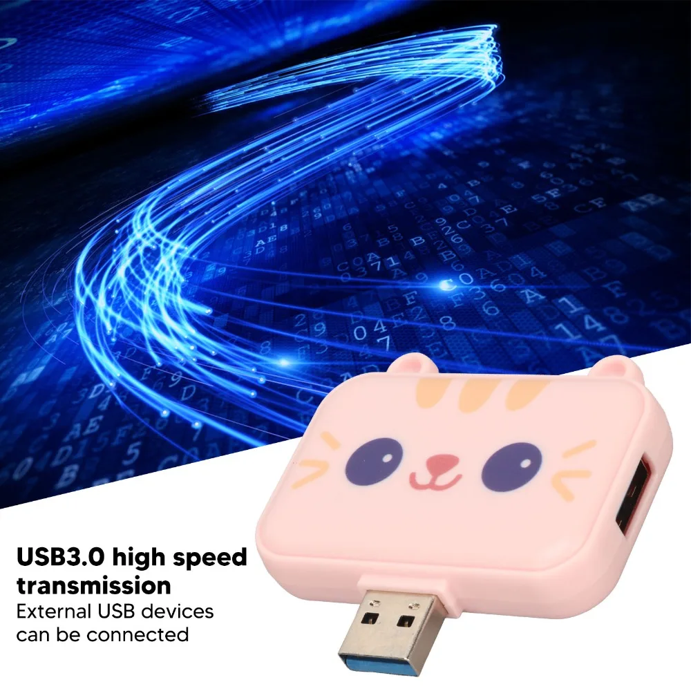 

Durable Multifunction 3 in 1 USB Hub Plug and Play Pink USB Port Expander USB Data Splitter Keyboard